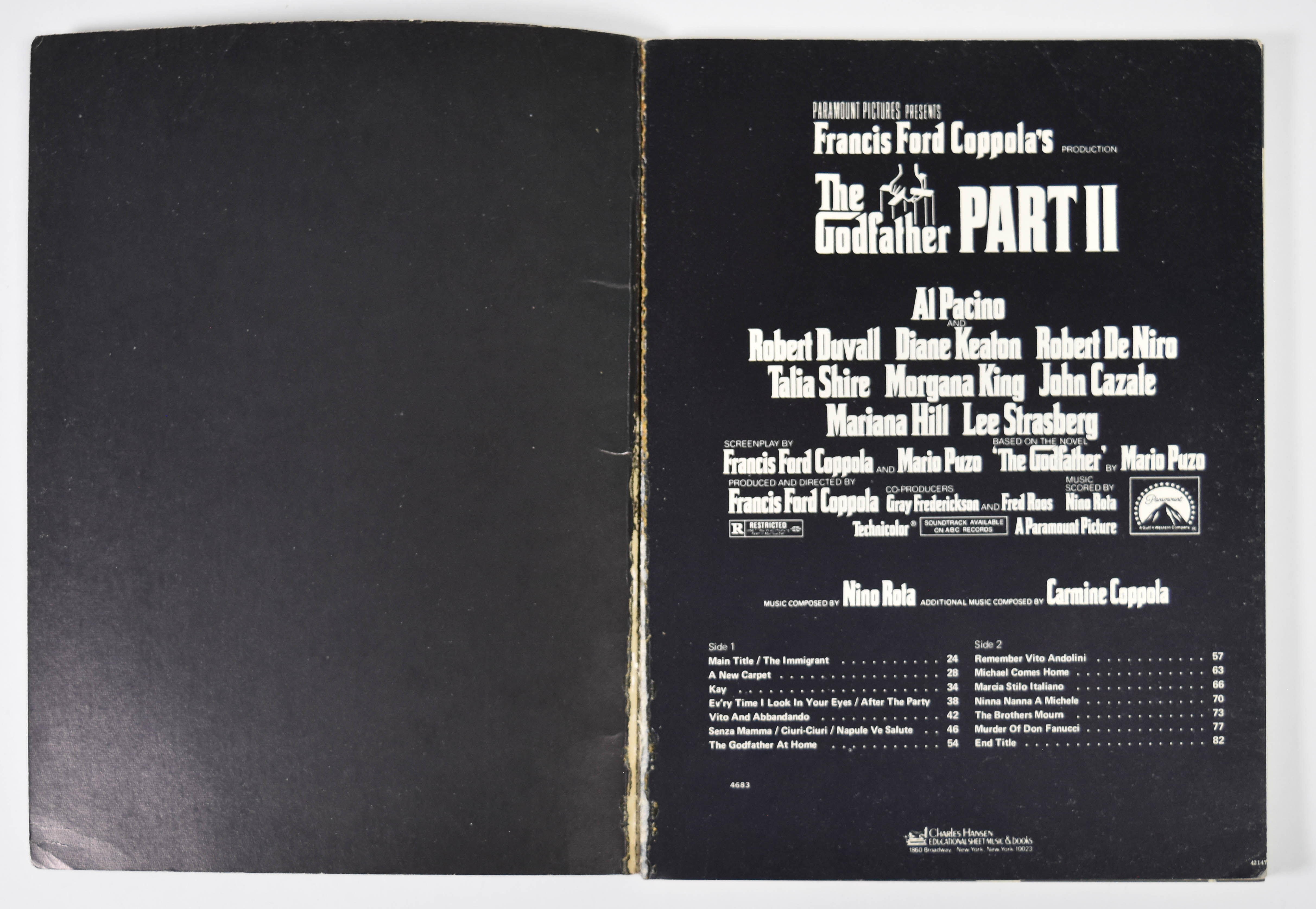 Charles Hansen Paper The Godfather Part II Multi-Signed Sheet Music Book