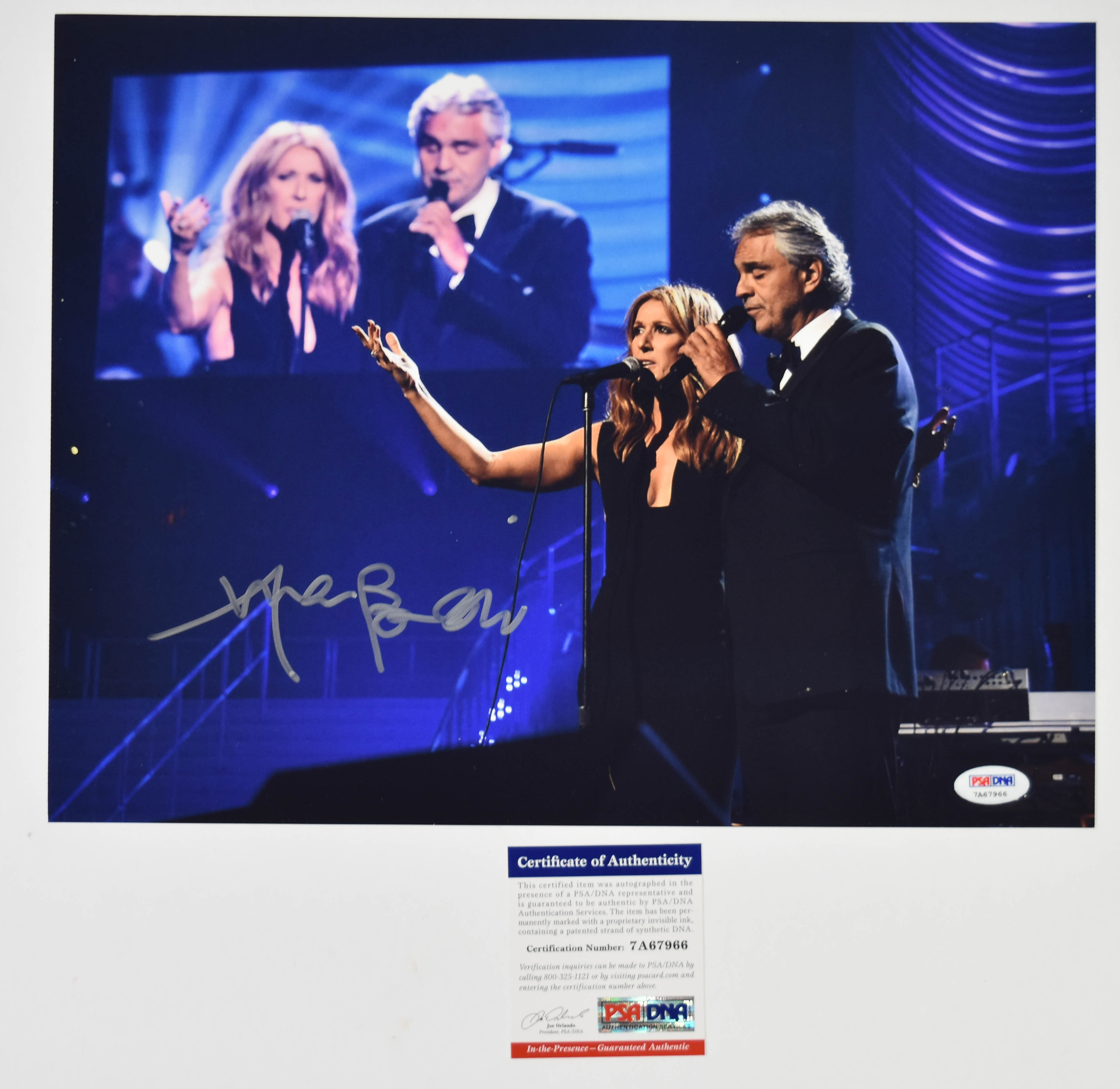 3 Andrea Bocelli Autographed Color Photographs