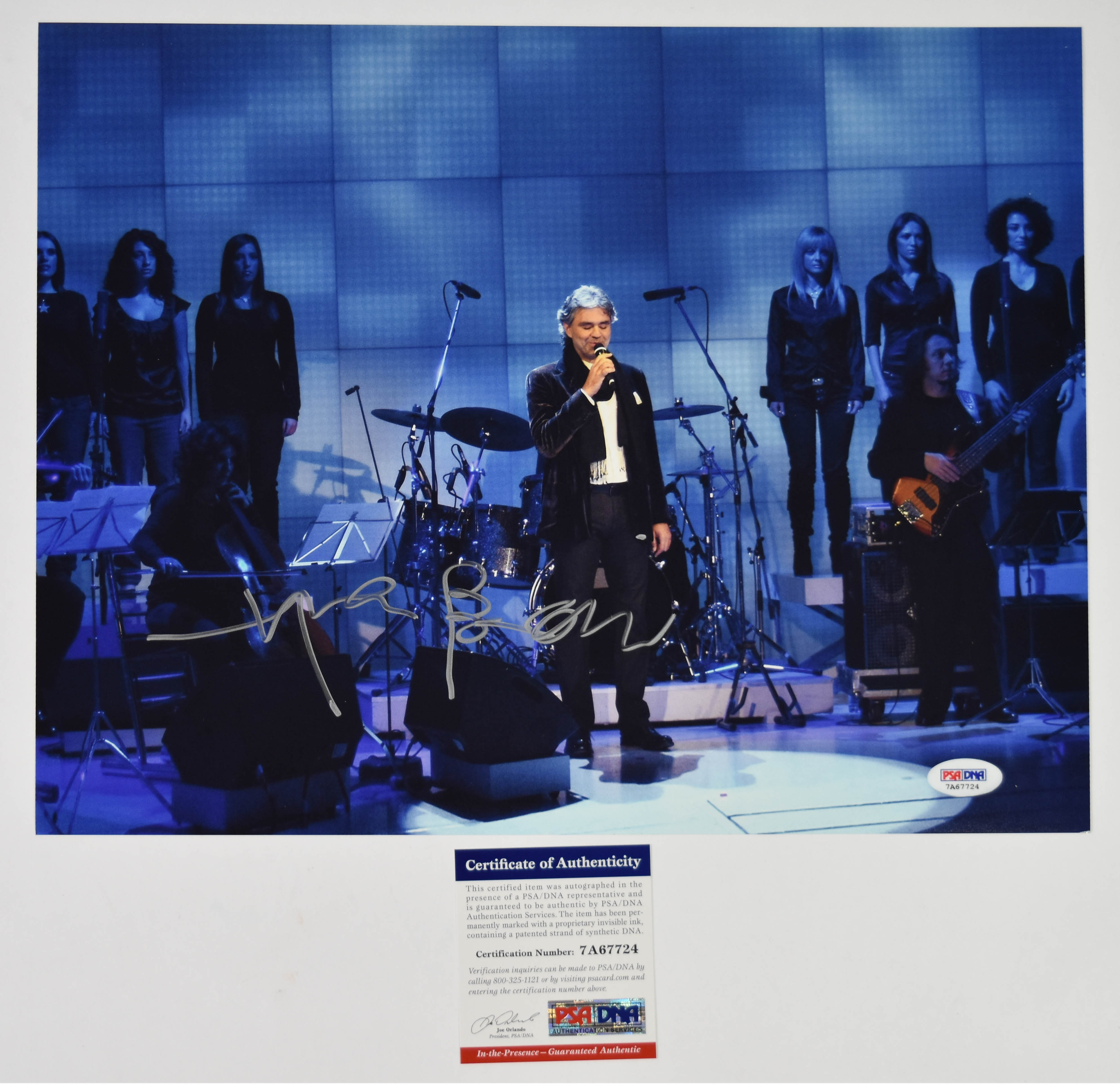 3 Andrea Bocelli Autographed Color Photographs
