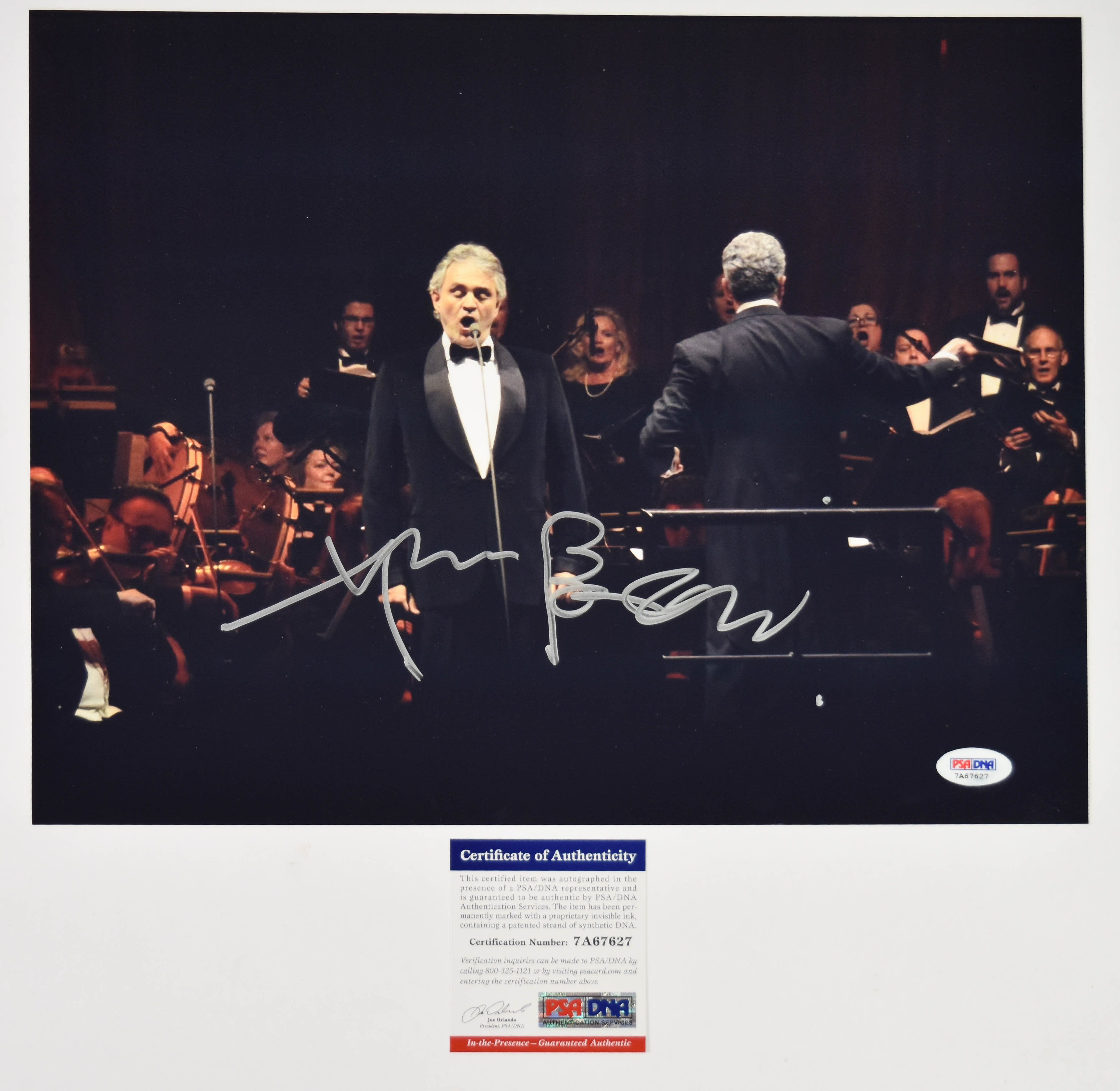 3 Andrea Bocelli Autographed Color Photographs
