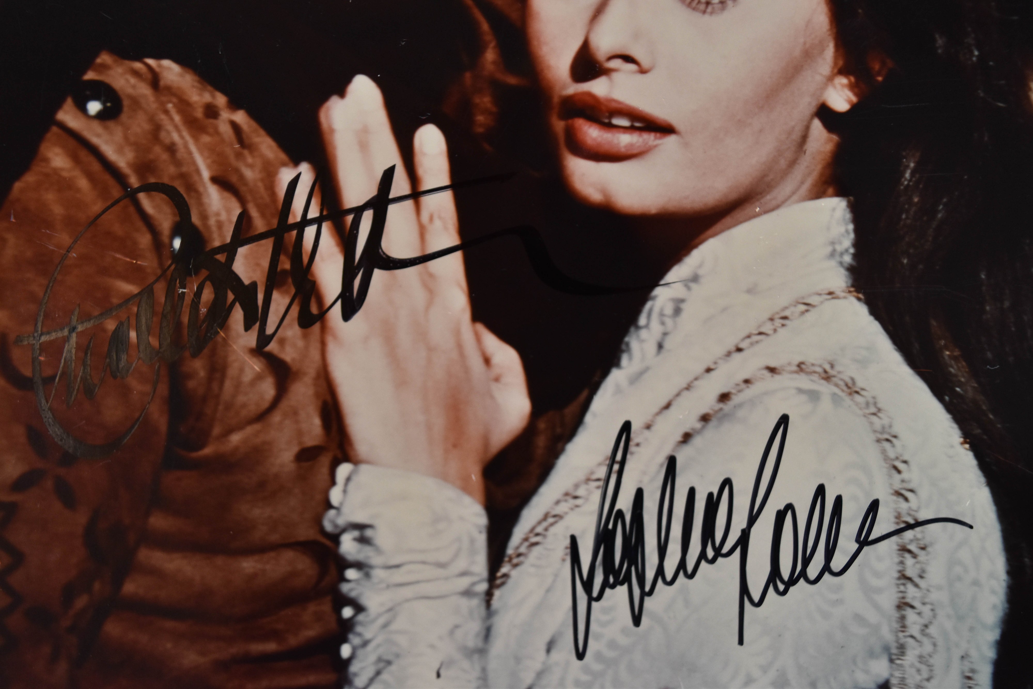 3 Lynda Carter Charlton Heston Sophia Loren and Lauren Bacall Autographed Photographs