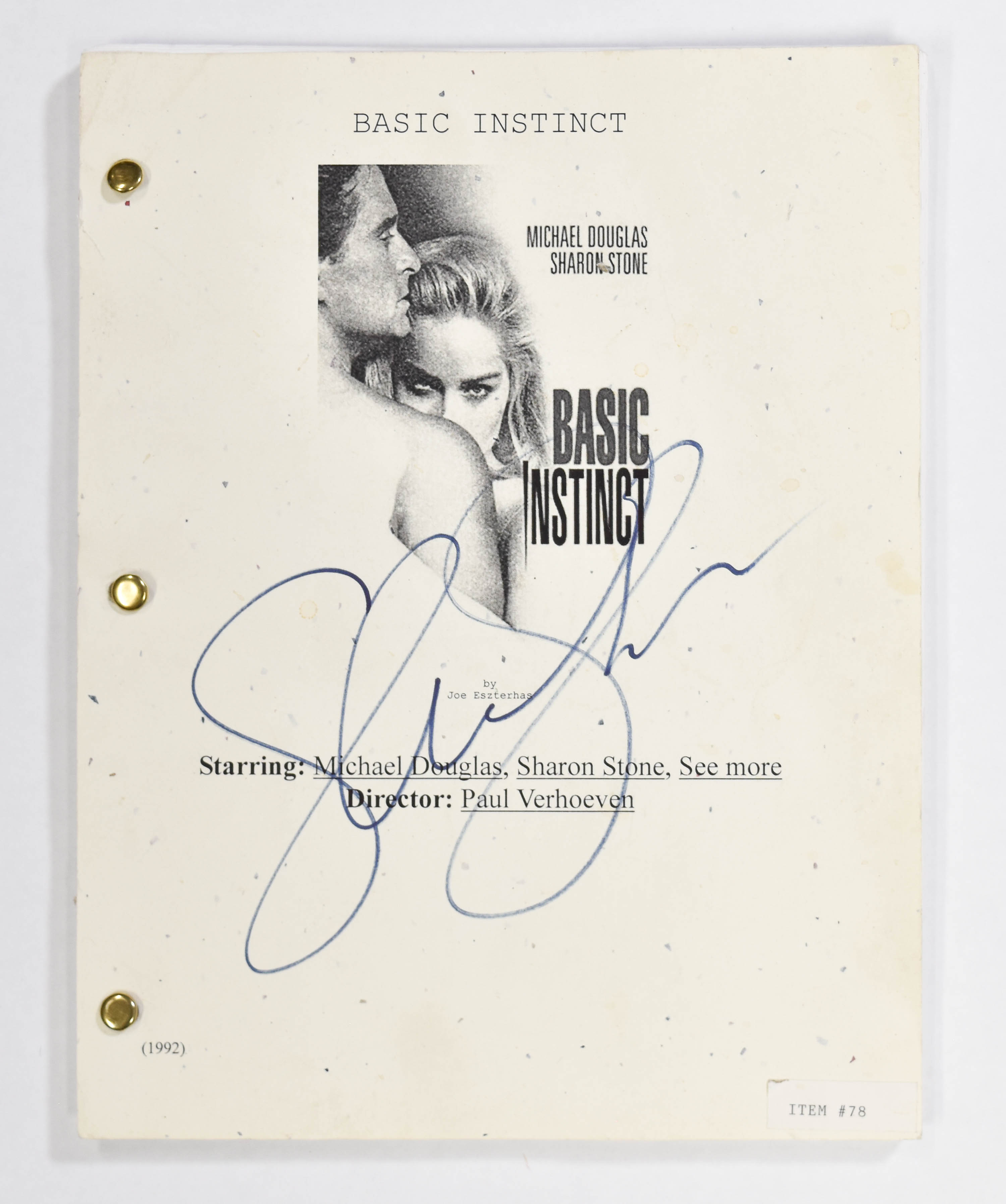 Sharon Stone Autographed Basic Instinct Movie Script