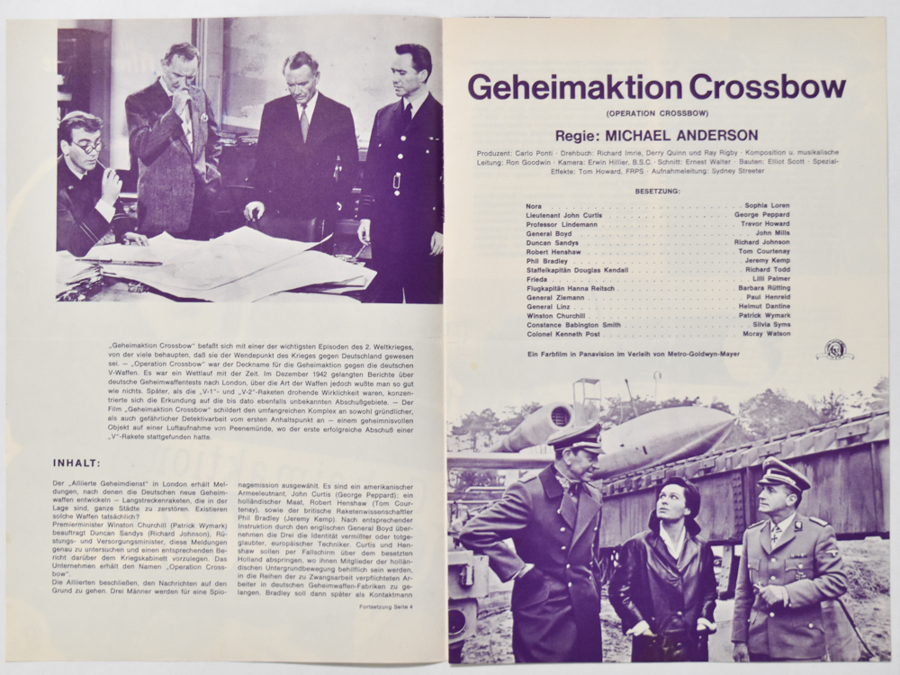 Sophia Loren Autographed German Operation Crossbow Movie Flyer