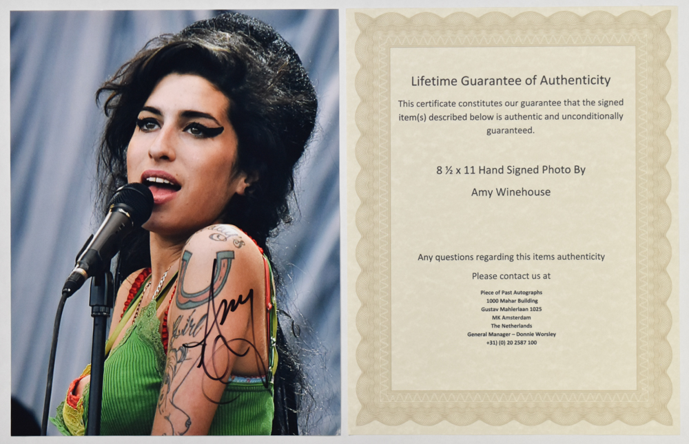 Amy Winehouse Signed Color Photograph Live Performance