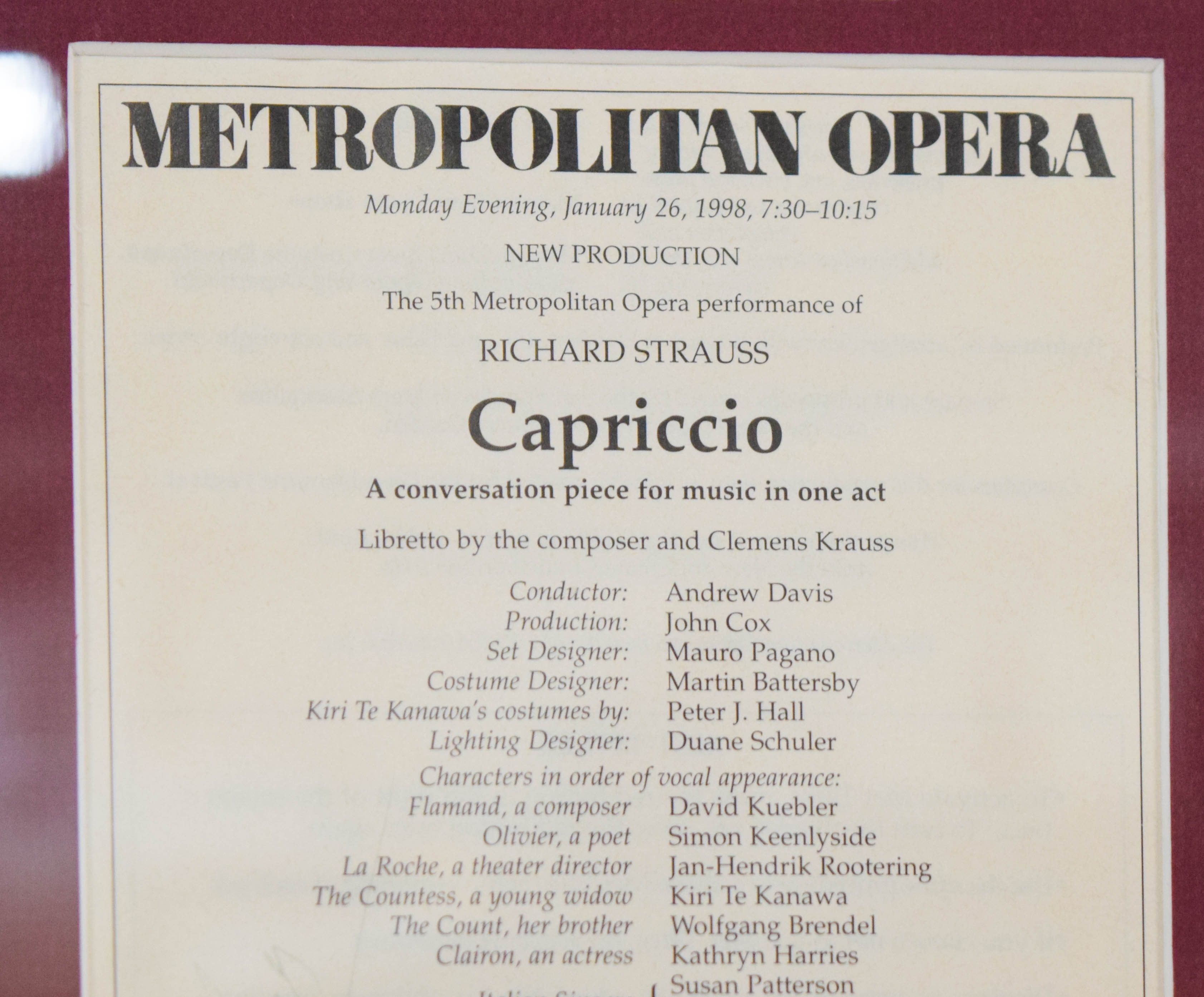 Kiri Te Kanawa Signed Metropolitan Opera Program and Photograph