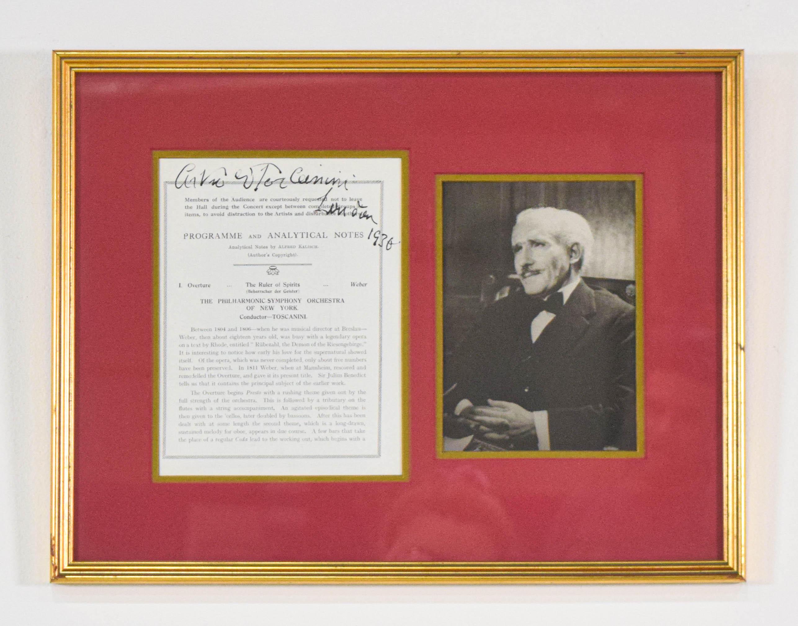Arturo Toscanini Signed Concert Program and Photograph