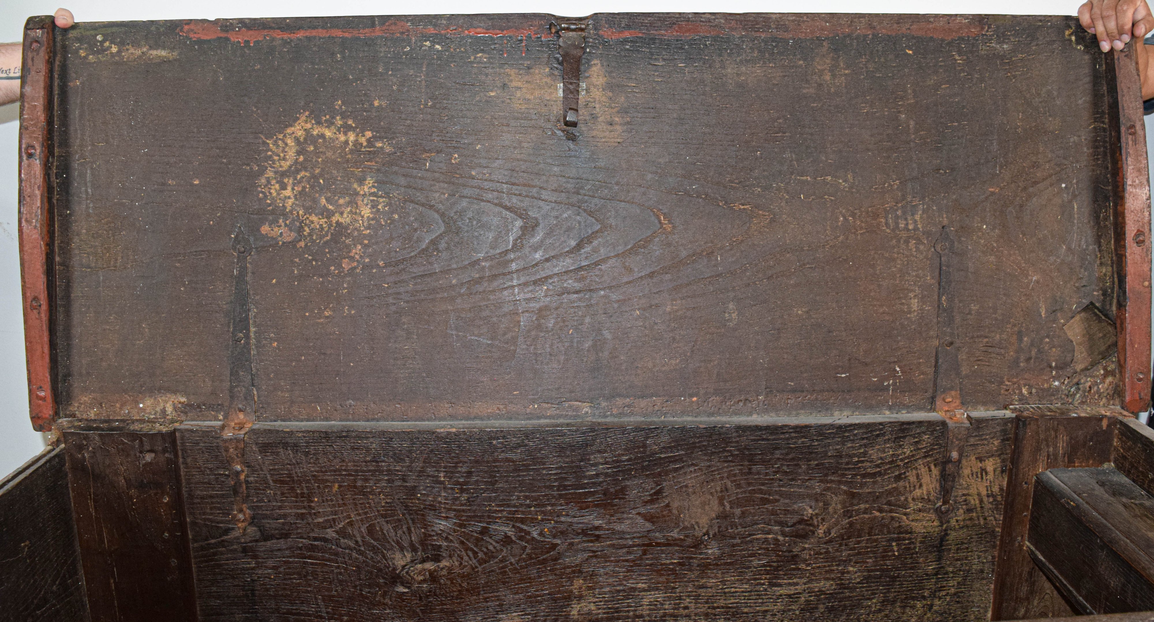 Early Chip Carved Polychrome Painted Wood Folk Art Dower Chest