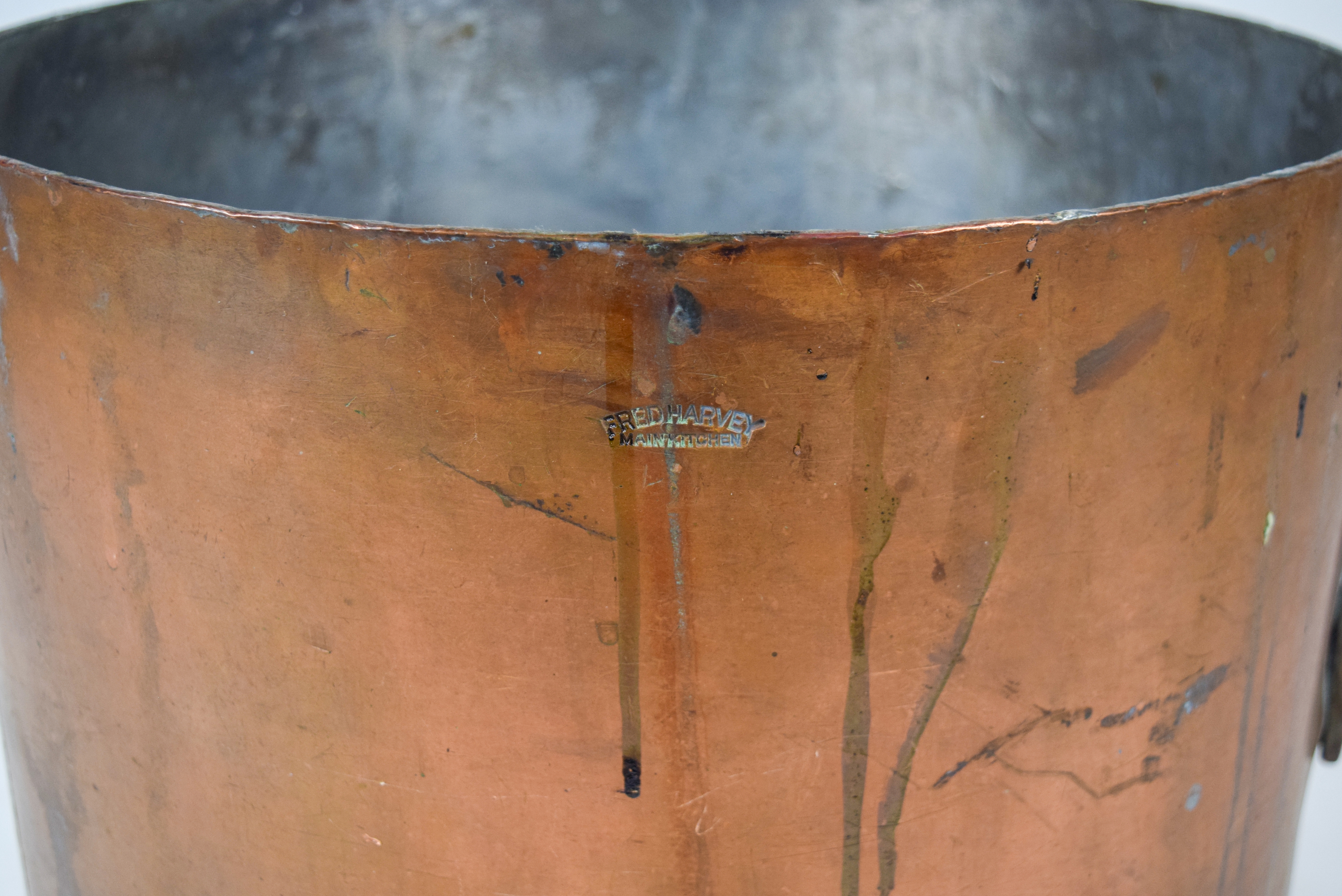 Fred Harvey Commercial Grade Copper Stockpot with Wrought Iron Handles