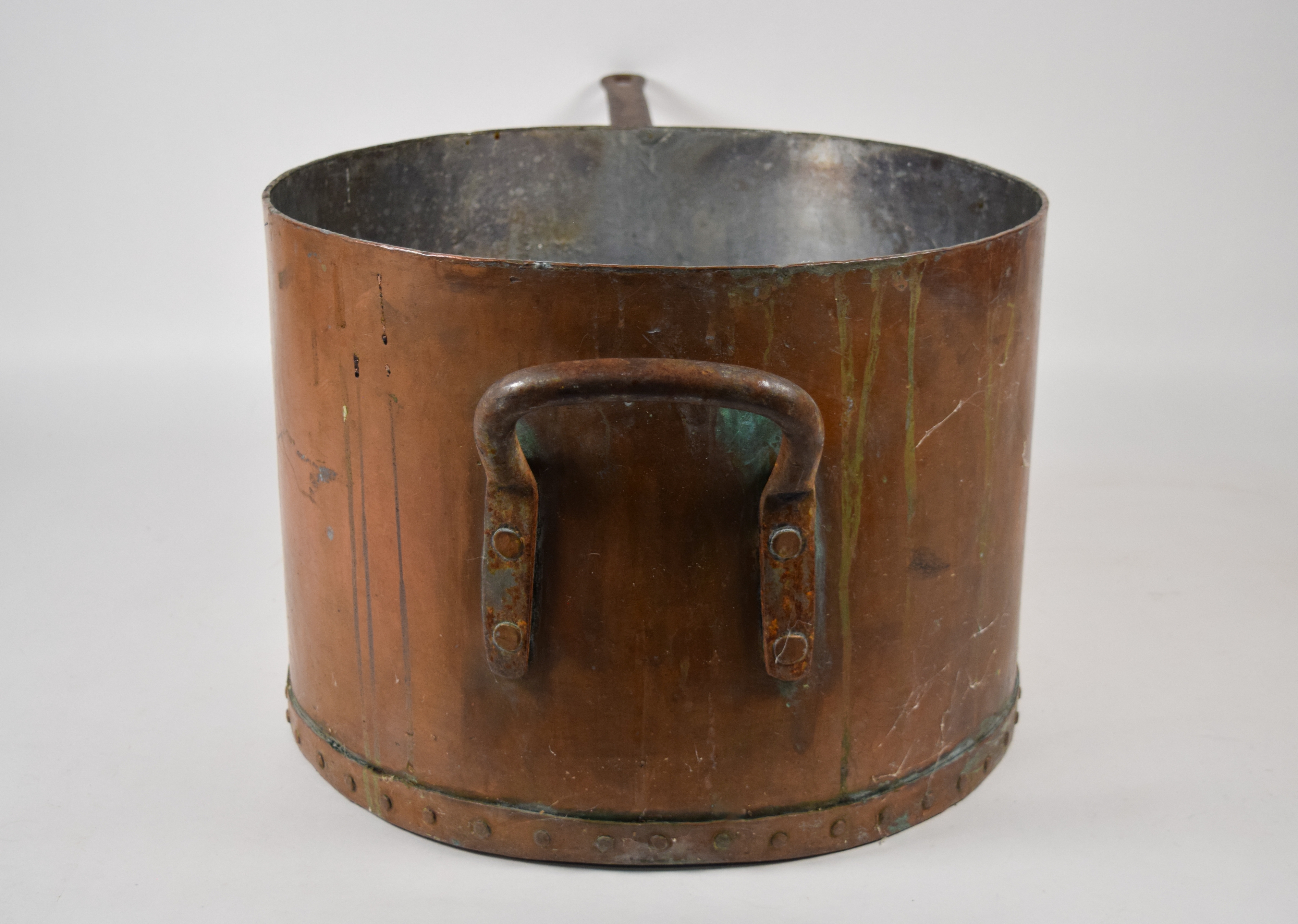 Fred Harvey Commercial Grade Copper Stockpot with Wrought Iron Handles