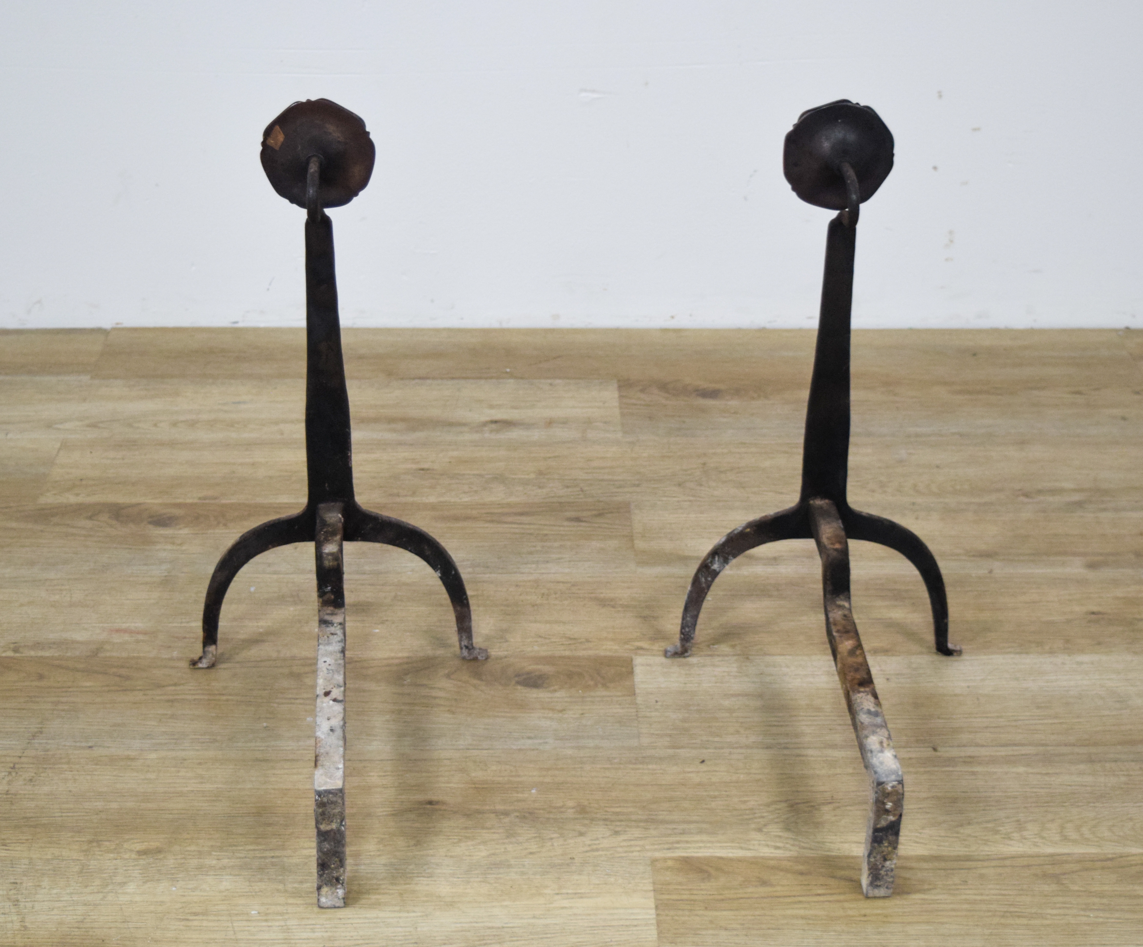 Arts and Crafts Wrought Iron and Brass Fireplace Accessories