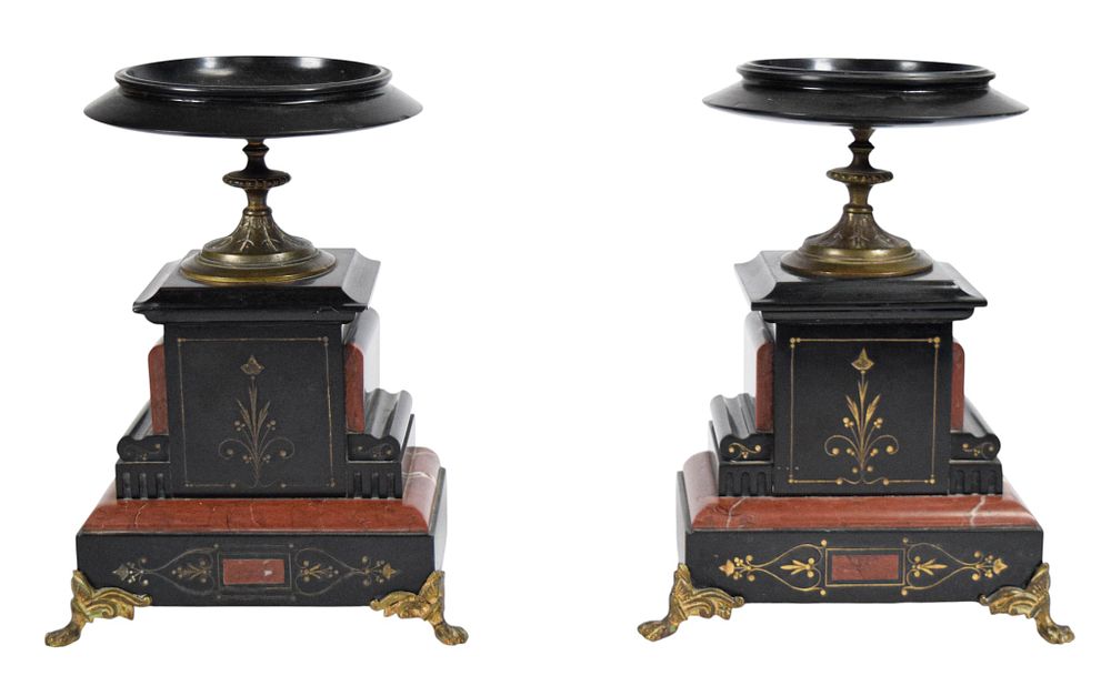 Lot 32: Pair of Neo-Grec Style Marble and Gilt Metal Tazze