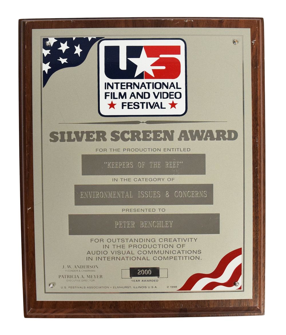 Lot 209: U.S. International Film and Video Festival Silver Screen Award to Peter Benchley