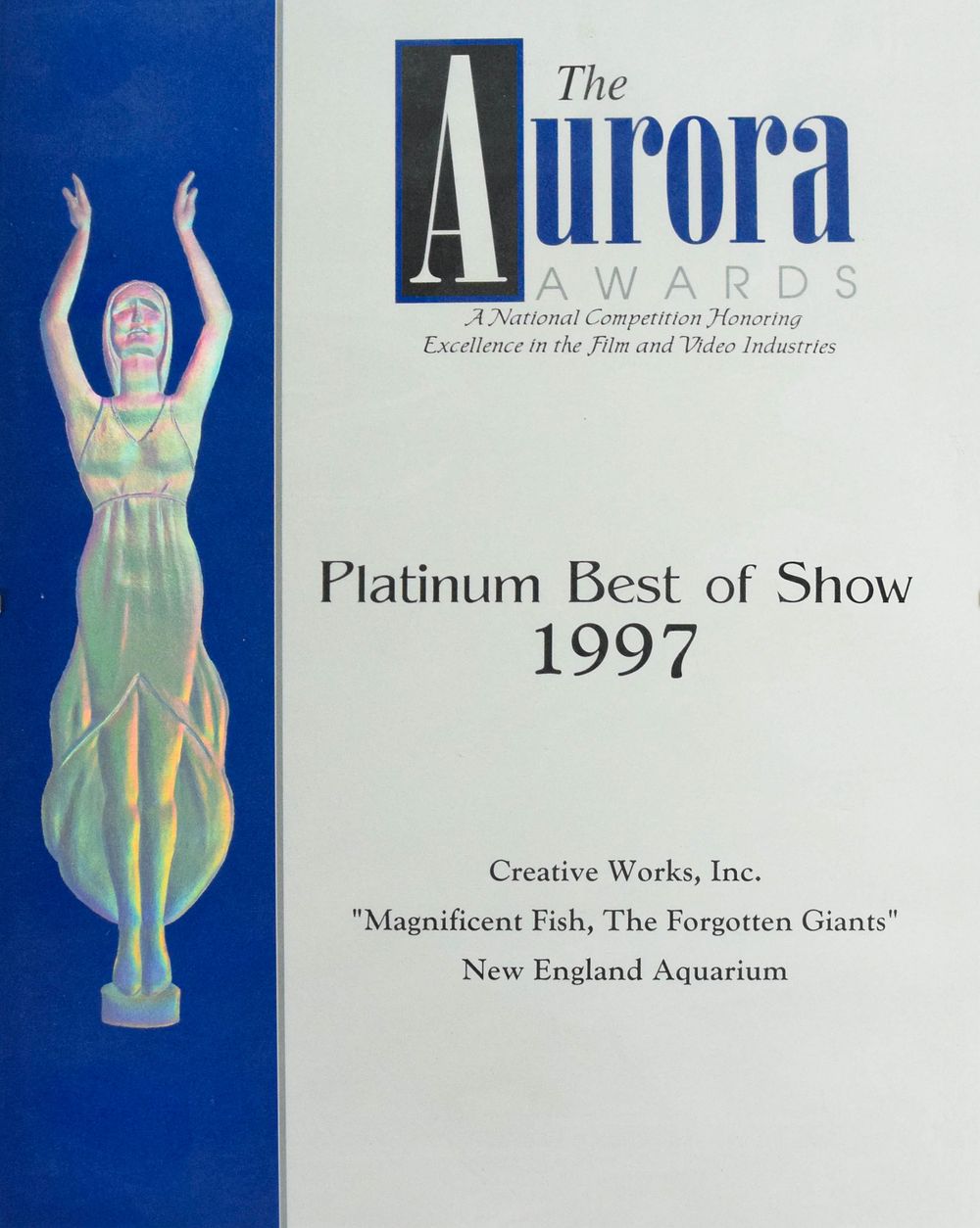 Lot 212: Aurora Awards Platinum Best of Show Plaque for Peter Benchley
