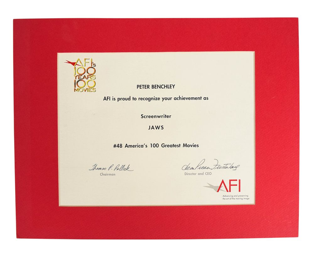 Lot 210: American Film Institute Peter Benchley Jaws Screenwriter Achievement Award