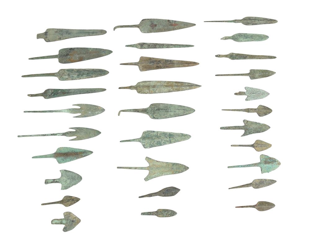 Lot 281: Assortment of Bronze Age Luristan Type Bronze Arrowheads and Spearheads