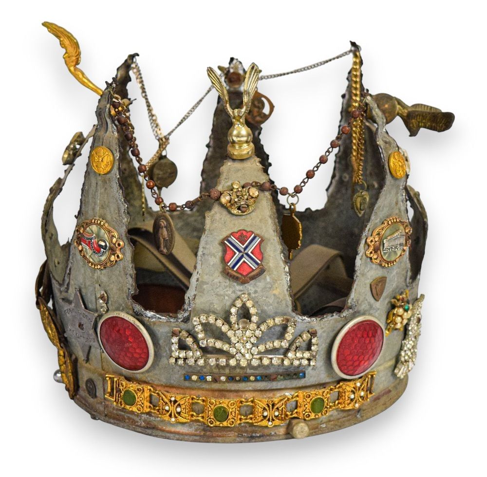 Lot 294: American Folk Art Metal Assemblage Crown Gifted to Peter Benchley