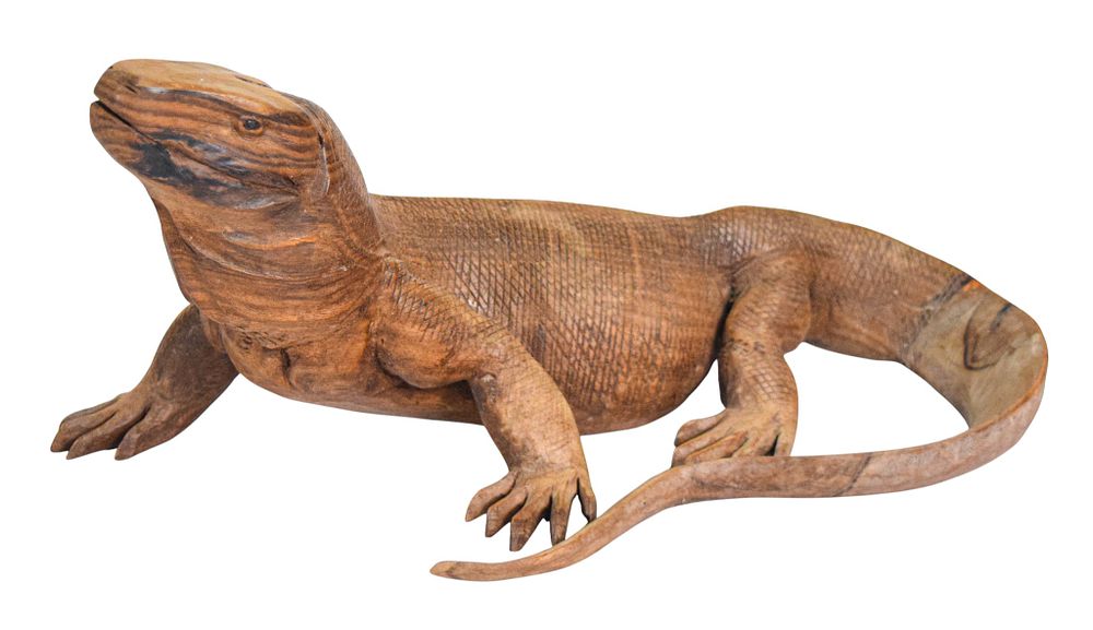 Lot 39: Carved Hardwood Komodo Dragon Sculpture