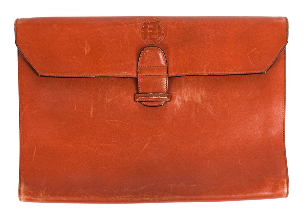 Lot 85: Peter Benchley's Fendi Cognac Leather Briefcase Portfolio