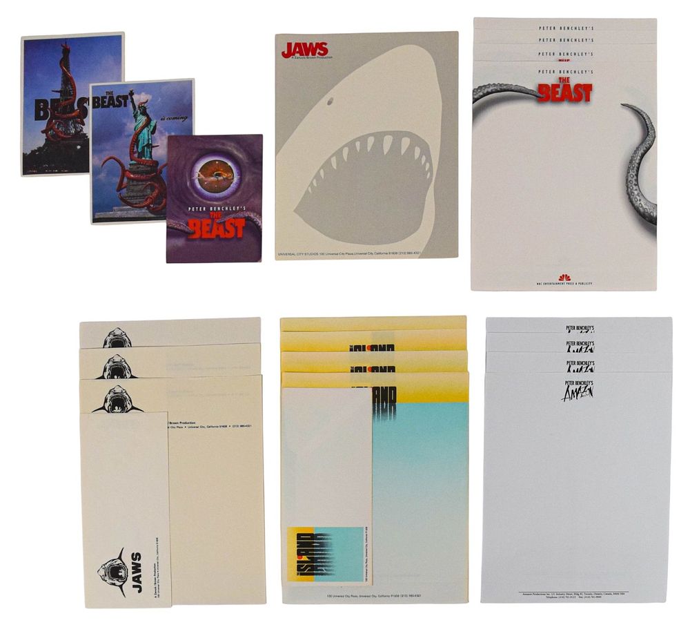 Lot 159: Peter Benchley Production and Promotional Stationery Assortment