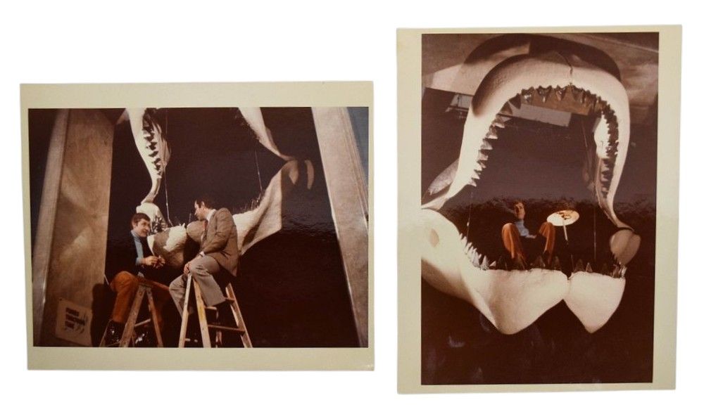 Lot 221: 2 Vintage Prints Peter Benchley with Megalodon Jaws