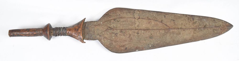 Lot 278: Central African Forged Iron and Copper Alloy Short Sword