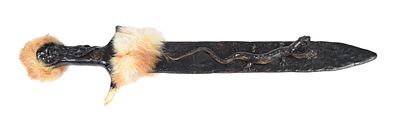 Indian Ethnographic Short Sword and Zoomorphic Scabbard. Indian ethnographic short sword with a 