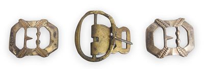 Group of 3 Brass Belt Buckle Underwater Artifacts. Group of three antique brass belt buckles 