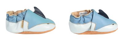 Pair of Leather Shark Baby Slippers. Pair of leather shark baby slippers. The uppers feature a 