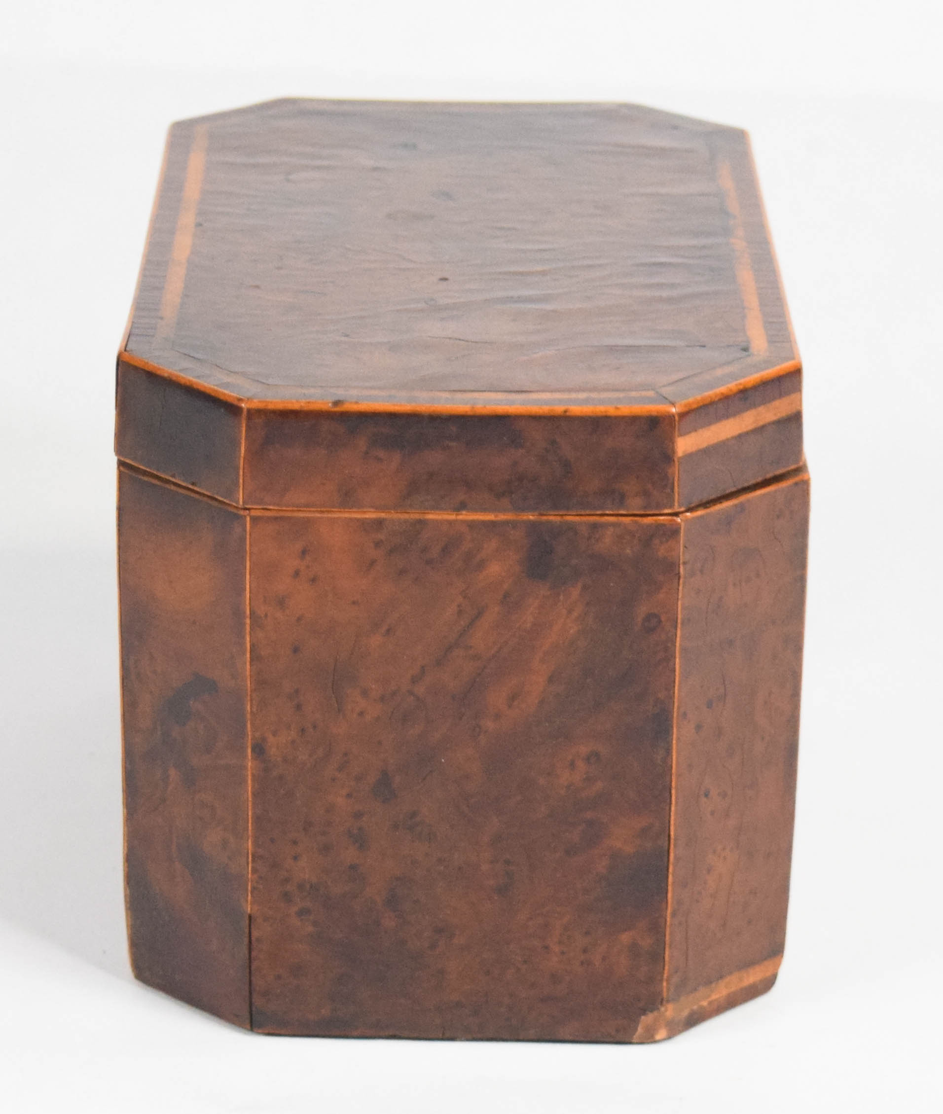 Regency Burl Wood Octagonal Tea Caddy