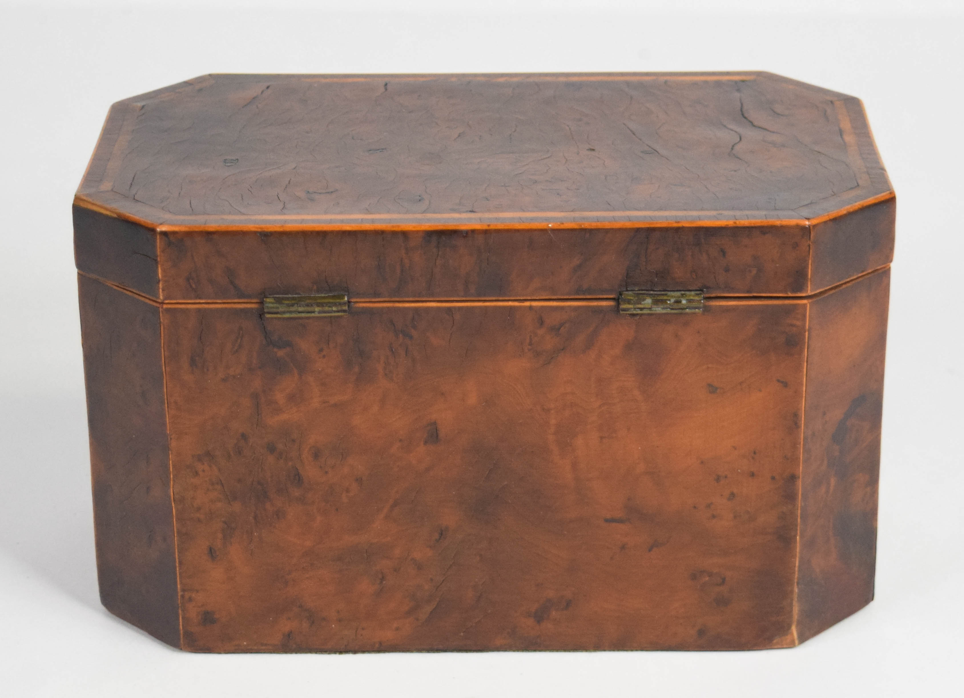 Regency Burl Wood Octagonal Tea Caddy