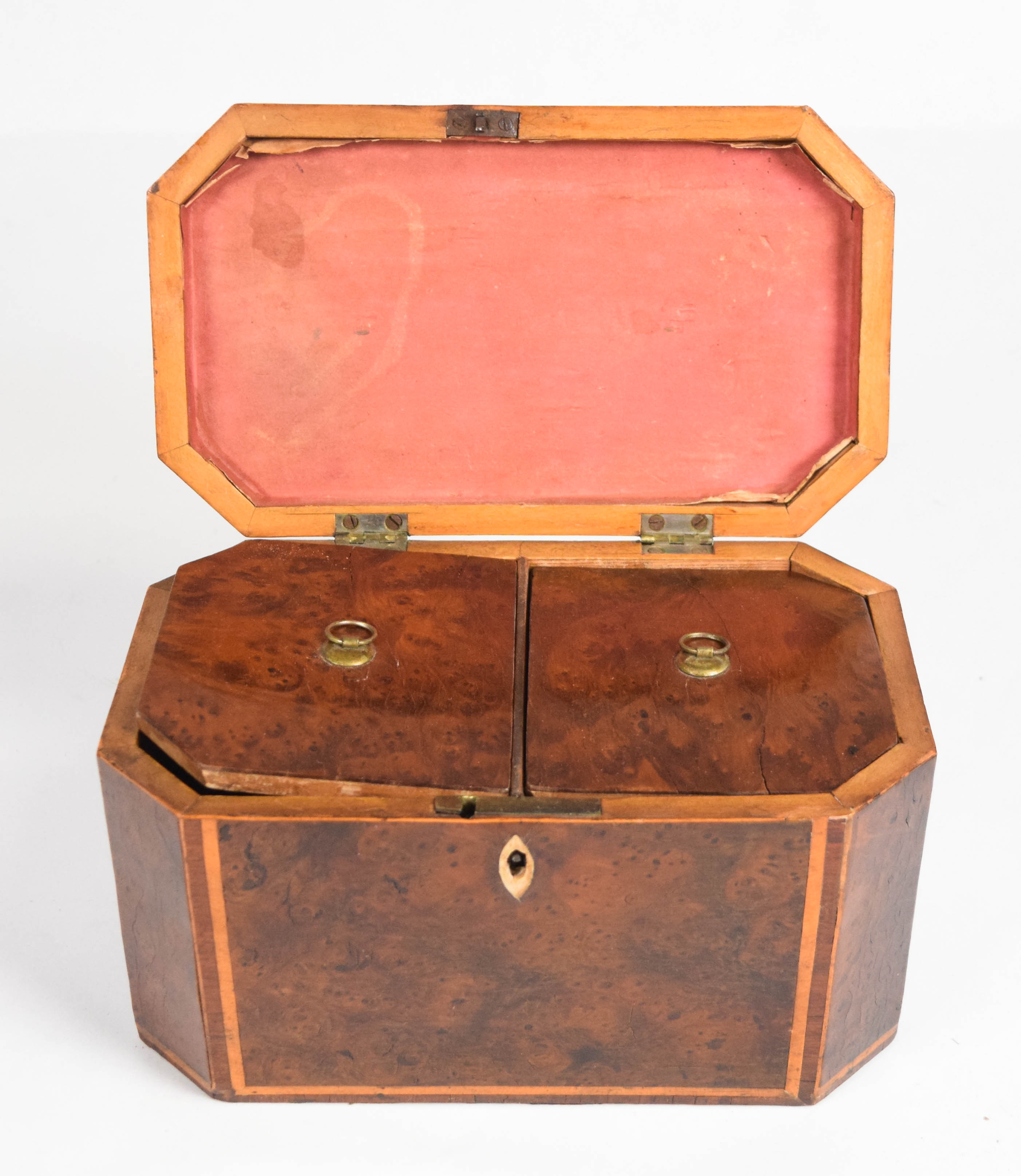 Regency Burl Wood Octagonal Tea Caddy