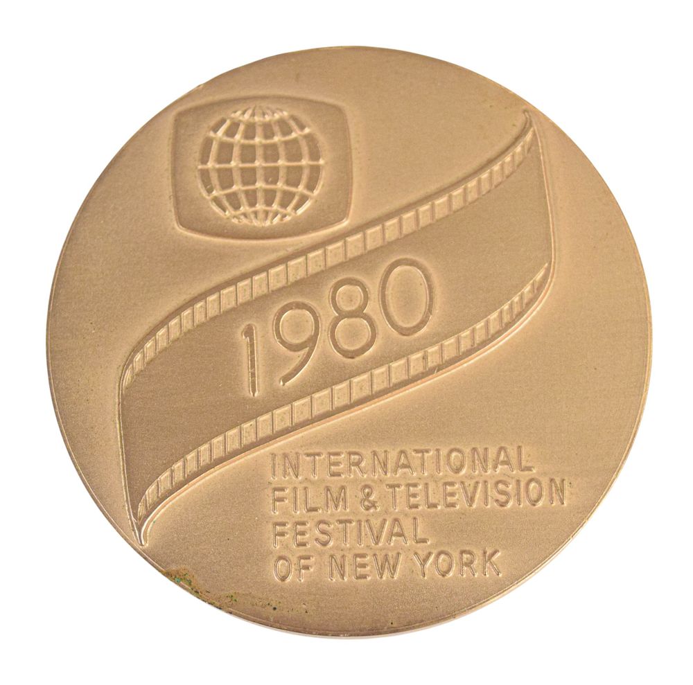 Lot 217: 1980 International Film & Television Festival of New York Medal Awarded to Peter Benchley