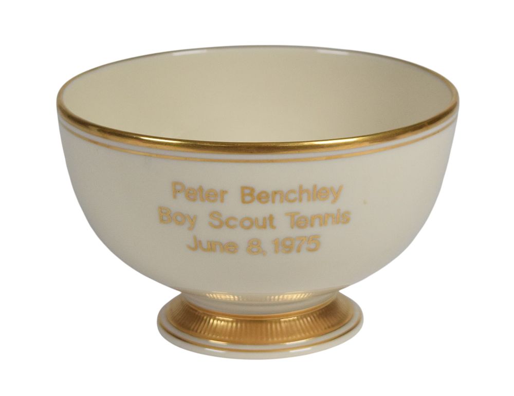Lot 34: Lenox Porcelain Boy Scout Tennis Award Bowl Peter Benchley