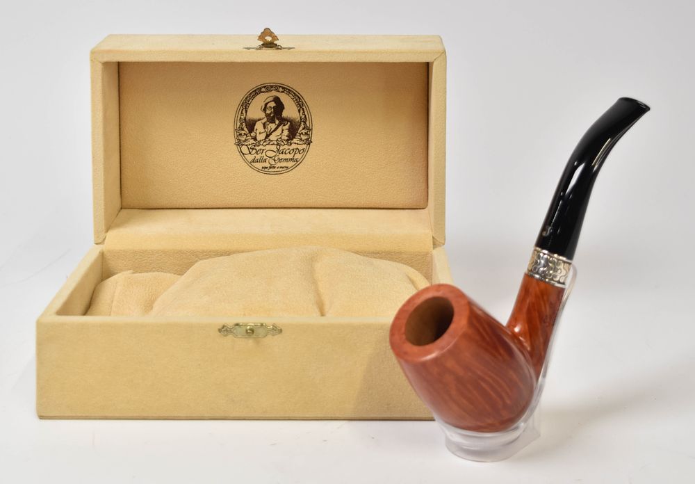 Lot 233: Ser Jacopo Sterling Silver Mounted Briar Wood Tobacco Pipe, Unsmoked