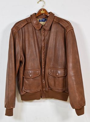 Polo Ralph Lauren Leather A-2 Style Bomber Jacket. Polo by Ralph Lauren men's A-2 style flight 