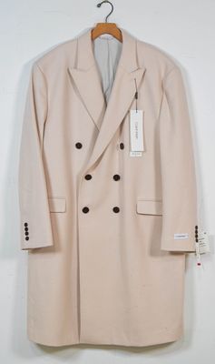 Calvin Klein Cream Wool Blend Double Breasted Slim Fit Overcoat NWT. Calvin Klein (new with 