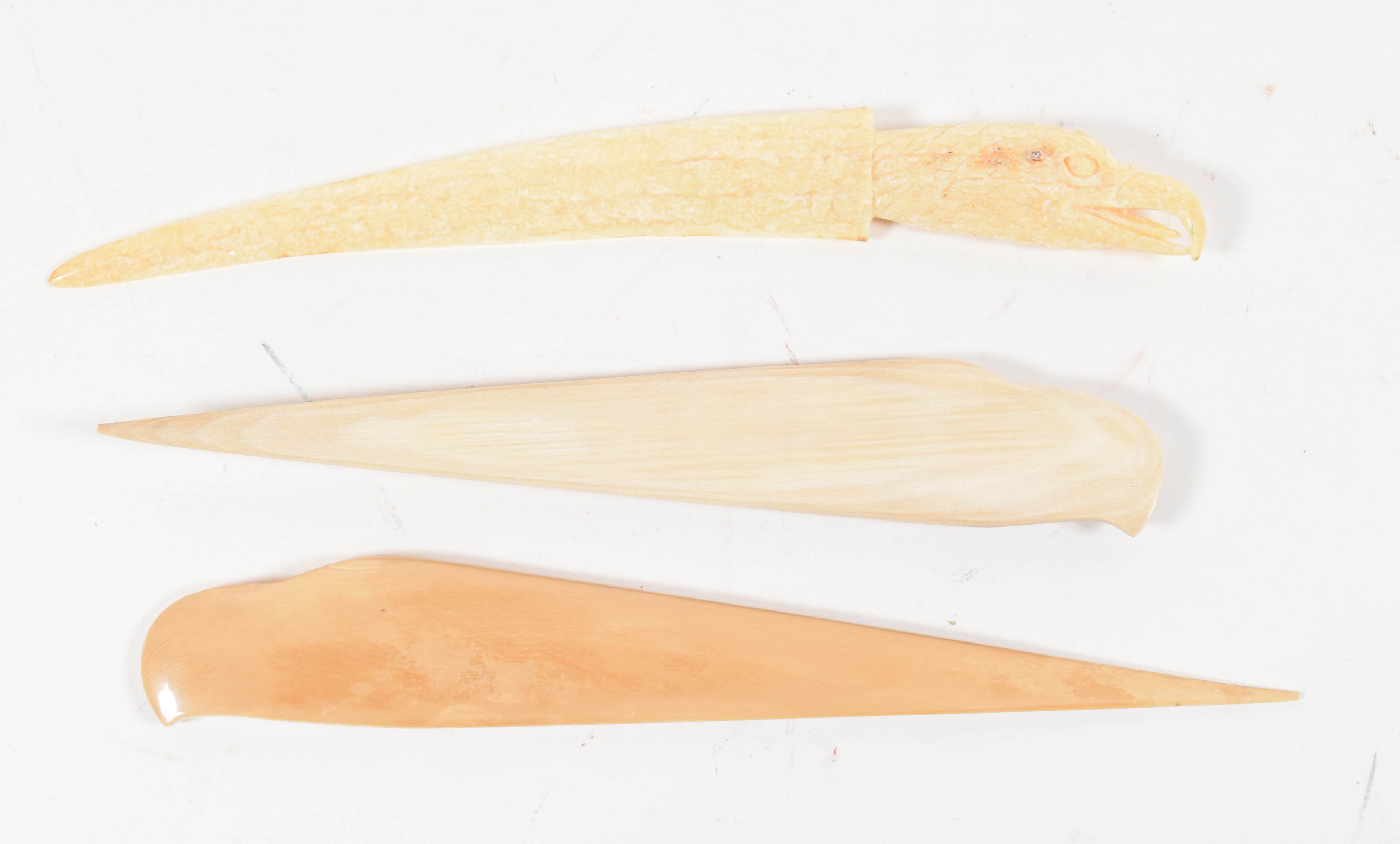 3 Walrus Bone Eagle Motif Letter Openers