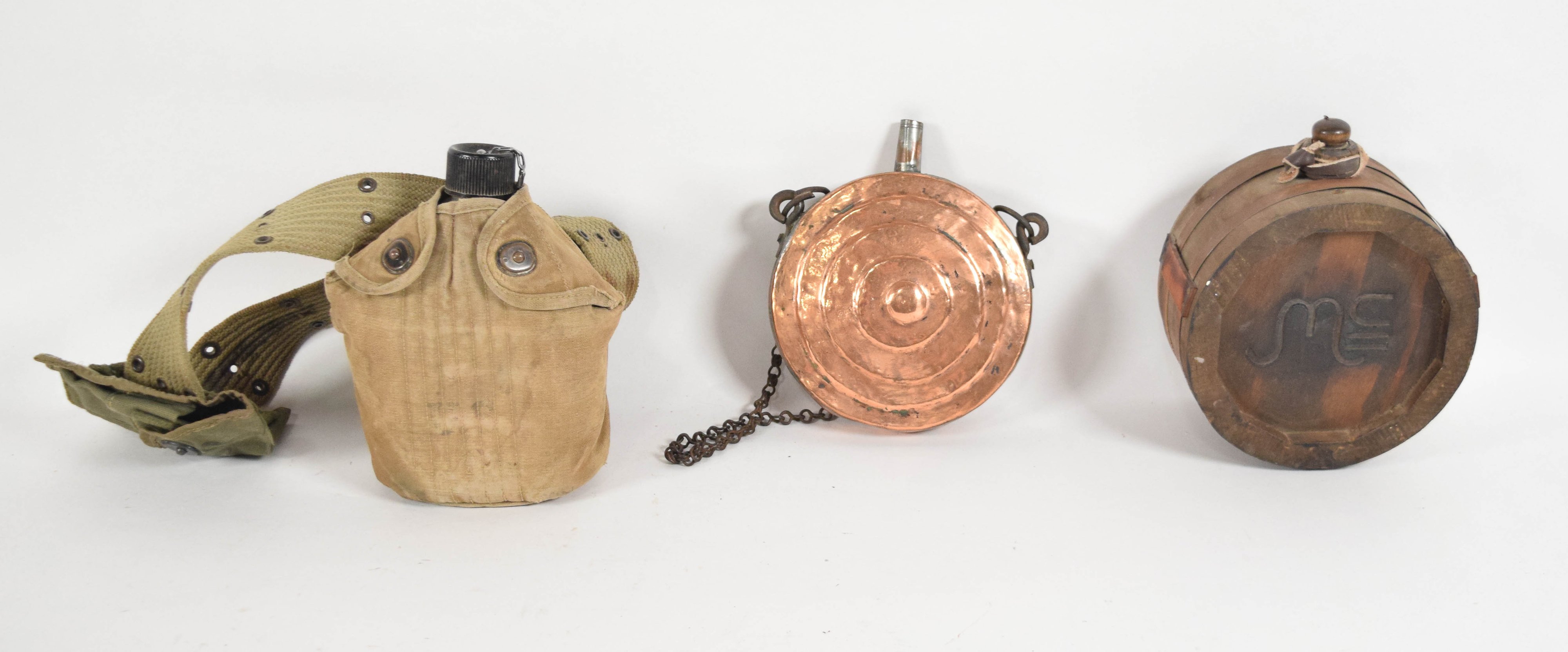 3 Canteens Including 1944 S.M. Co. US Army Field Rig