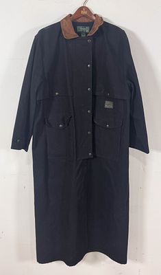 Lauren Ralph Lauren Cotton Canvas and Suede Utility Duster Coat. Lauren Ralph Lauren full-length 