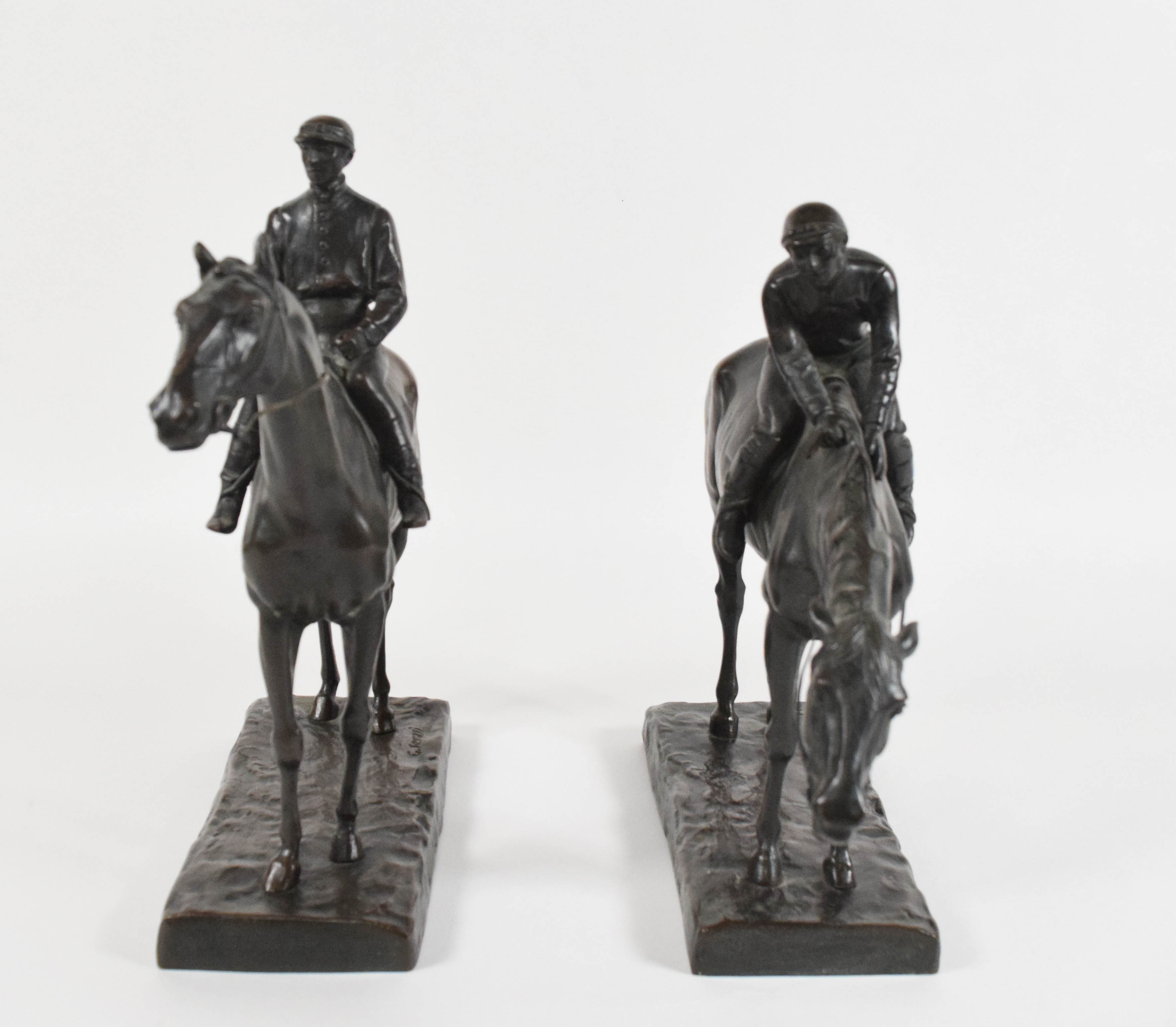 G. Ferrari Bronze Pair of Equestrian Statues