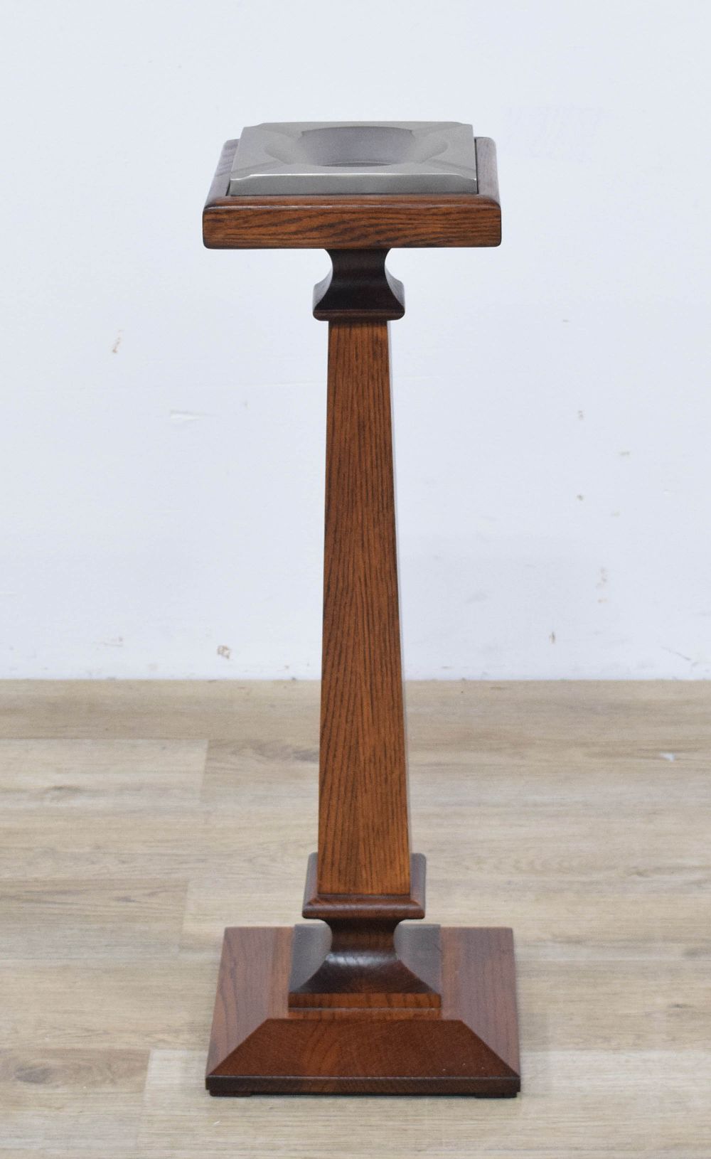 Lot 268: Oak Pedestal Ashtray with Metal Insert