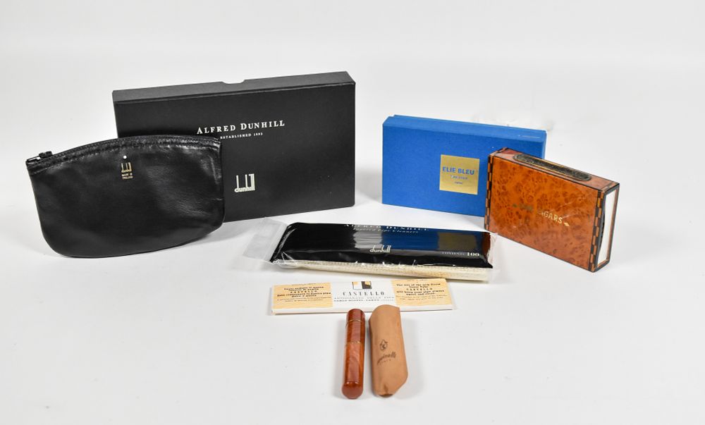Lot 252: 5 Alfred Dunhill, Savinelli, and Elie Bleu Pipe and Cigar Accessories