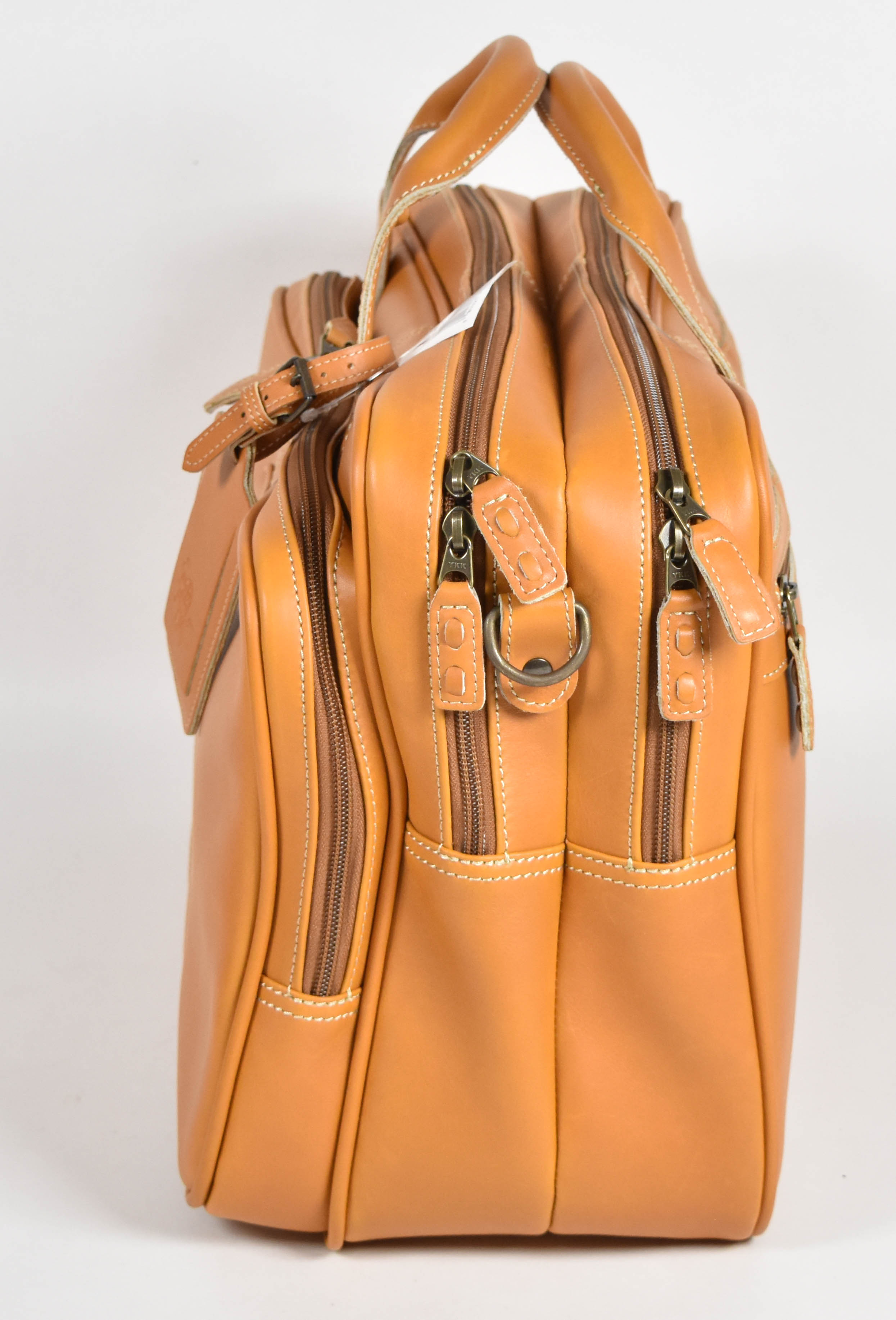Rawlings Tan Leather Multi-Compartment Duffel Briefcase