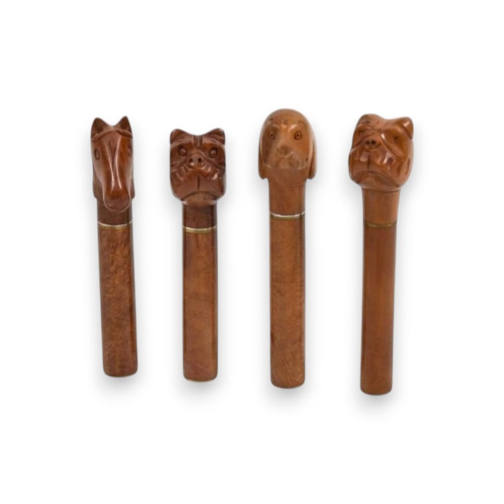 Lot 260: 4 Dorelio Rovera Briar Wood Animal Head Pipe Tampers