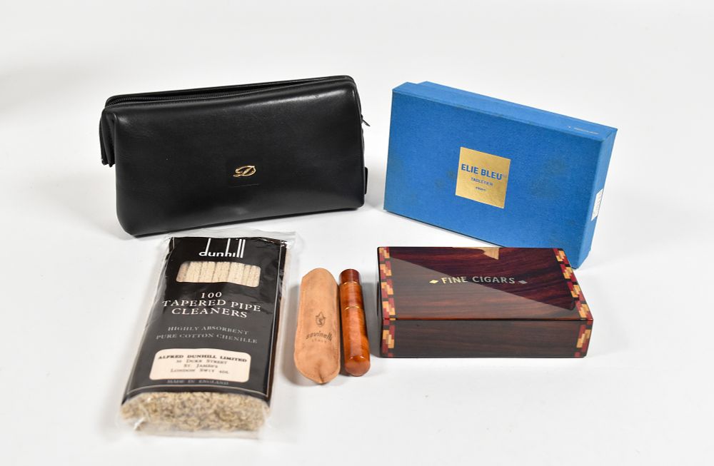 Lot 258: 4 Luxury Tobacco Accessories Including Elie Bleu, Savinelli, and Dunhill