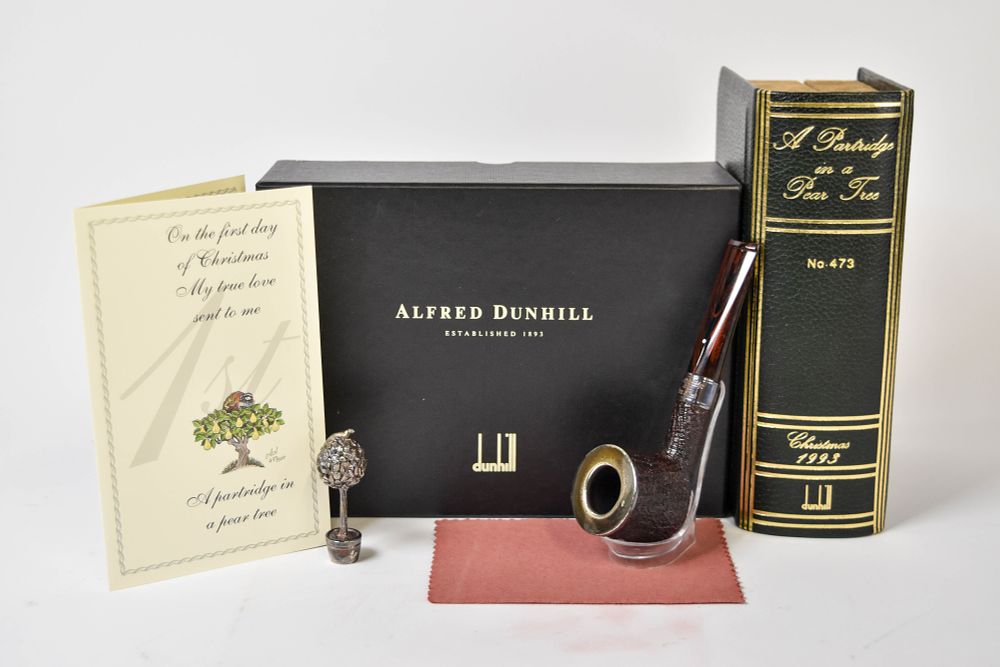 Lot 200: Dunhill Cumberland Finish Briar Tobacco Pipe Set With Sterling Silver Accents, Unsmoked