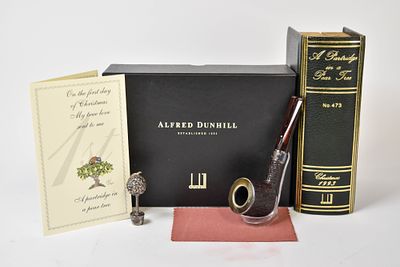 Dunhill Cumberland Finish Briar Tobacco Pipe Set With Sterling Silver Accents, Unsmoked. Dunhill 