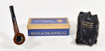 Charatan Briarwood Tobacco Pipe with Original Box and Pouch. Charatan briarwood tobacco pipe 