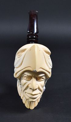 Baglan Carved Meerschaum Eagle Headdress Tobacco Pipe. Baglan carved meerschaum tobacco pipe. 