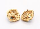 IVAN & CO. Modernist Turquoise Clips Earrings In 18Kt Gold With 3.20 Ctw Diamonds. Pair of Image - 3